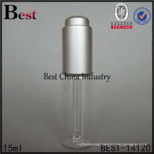 15ml clear Tube Glass Bottle with silver press pump